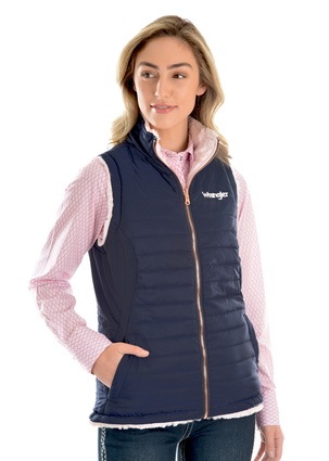 X0W2691487 WMNS AMY REVERSIBLE  QUILTED VEST - NAVY/PINK