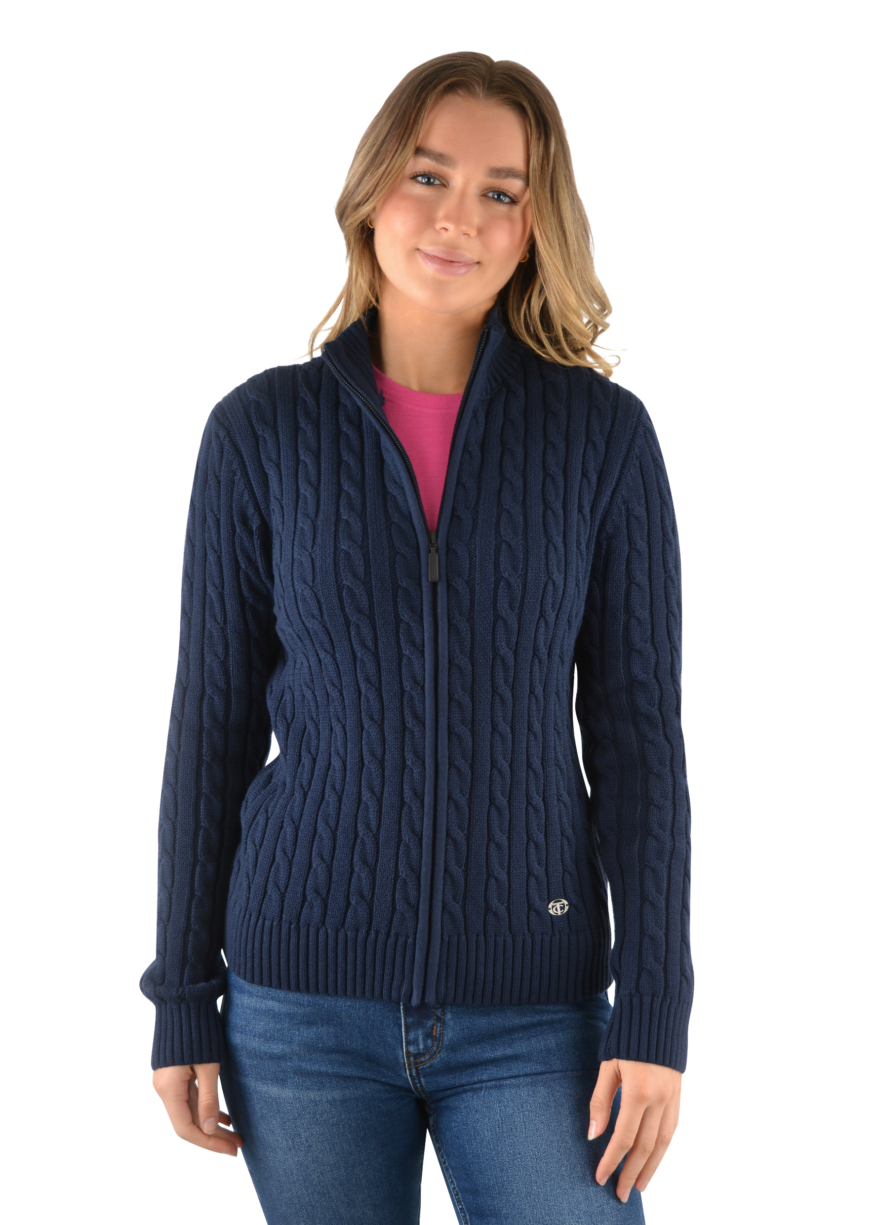 T2W2703082 Thomas Cook Wmns Zip Thru Cable Cardigan
