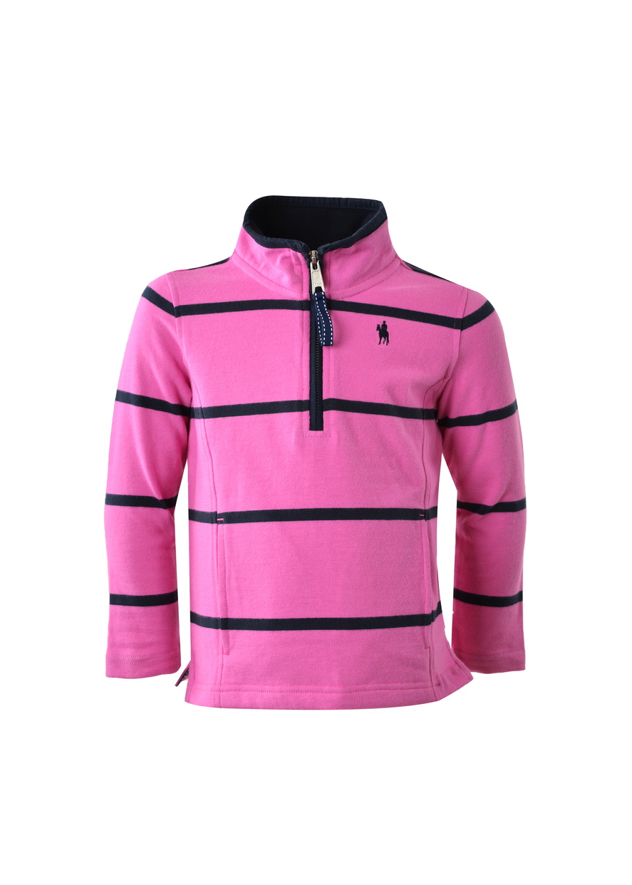 T2W5519086 Thomas Cook Girls Clermont Stripe Qtr Zip Rugby