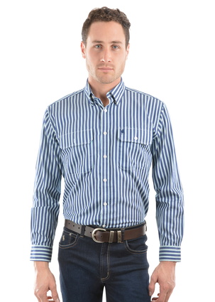 TCP1115159 Men's Classic Dutton Stripe 2-Pkt L/S Shirt-Deep Blue