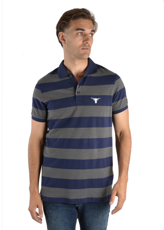 P2S1505603 Mens Ross S/S Polo Navy/Charcoal Marle