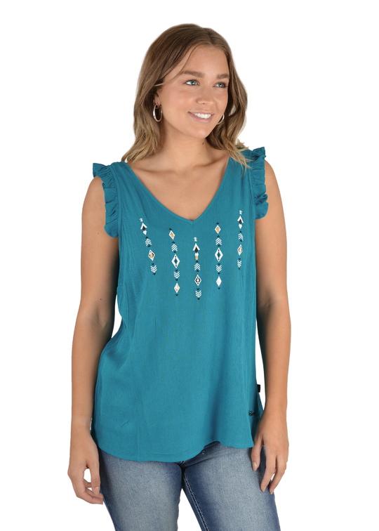P2S2597645 Wmns Patty Woven Tank Teal