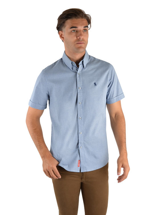 T2S1121040 Mens Banksia Tailored S/S Shirt Navy