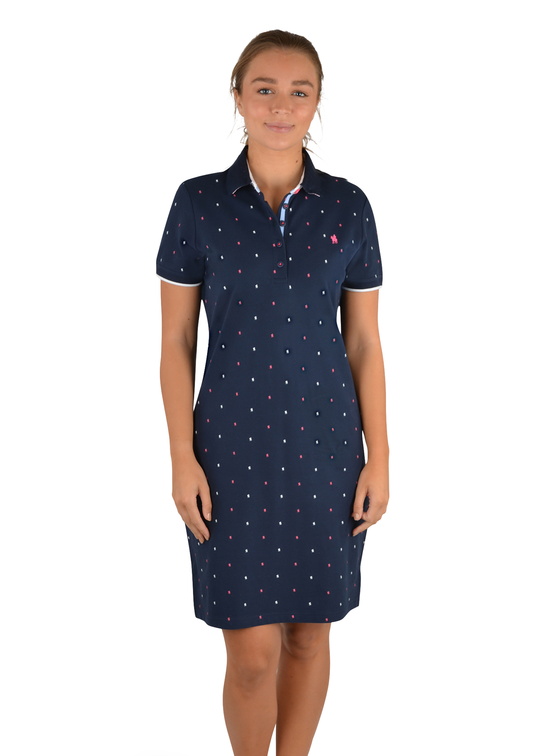 T2S2411070 Wmns Cindy Polo Dress Navy/Hot Pink